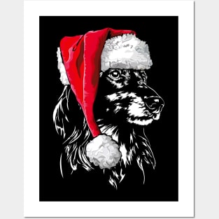 Funny Longhaired Dachshund Santa Christmas dog mom Posters and Art